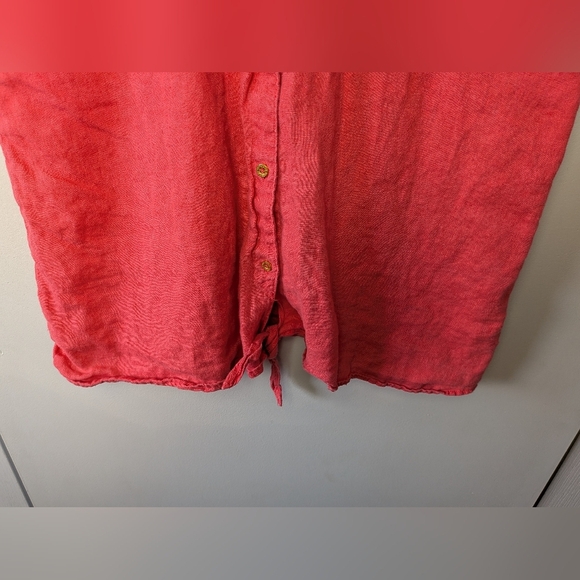 ELLEN TRACY Women Blouse 100% Linen Size Small Gold Buttons pink Color - Picture 4 of 9